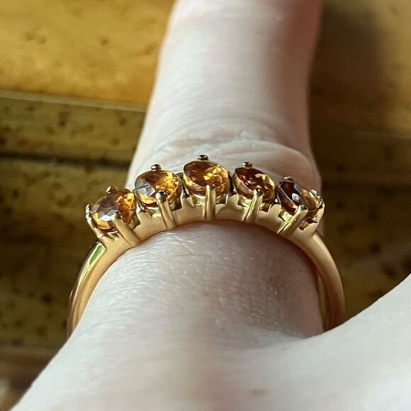 Natural Orange Garnet Sterling Silver Ring Size 8 - Picture 2 of 8